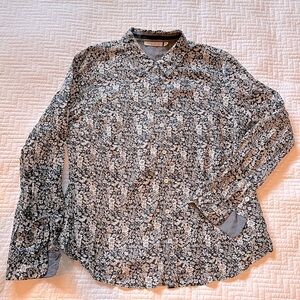 New NEXX York Blue Button Down Floral Top Size XL